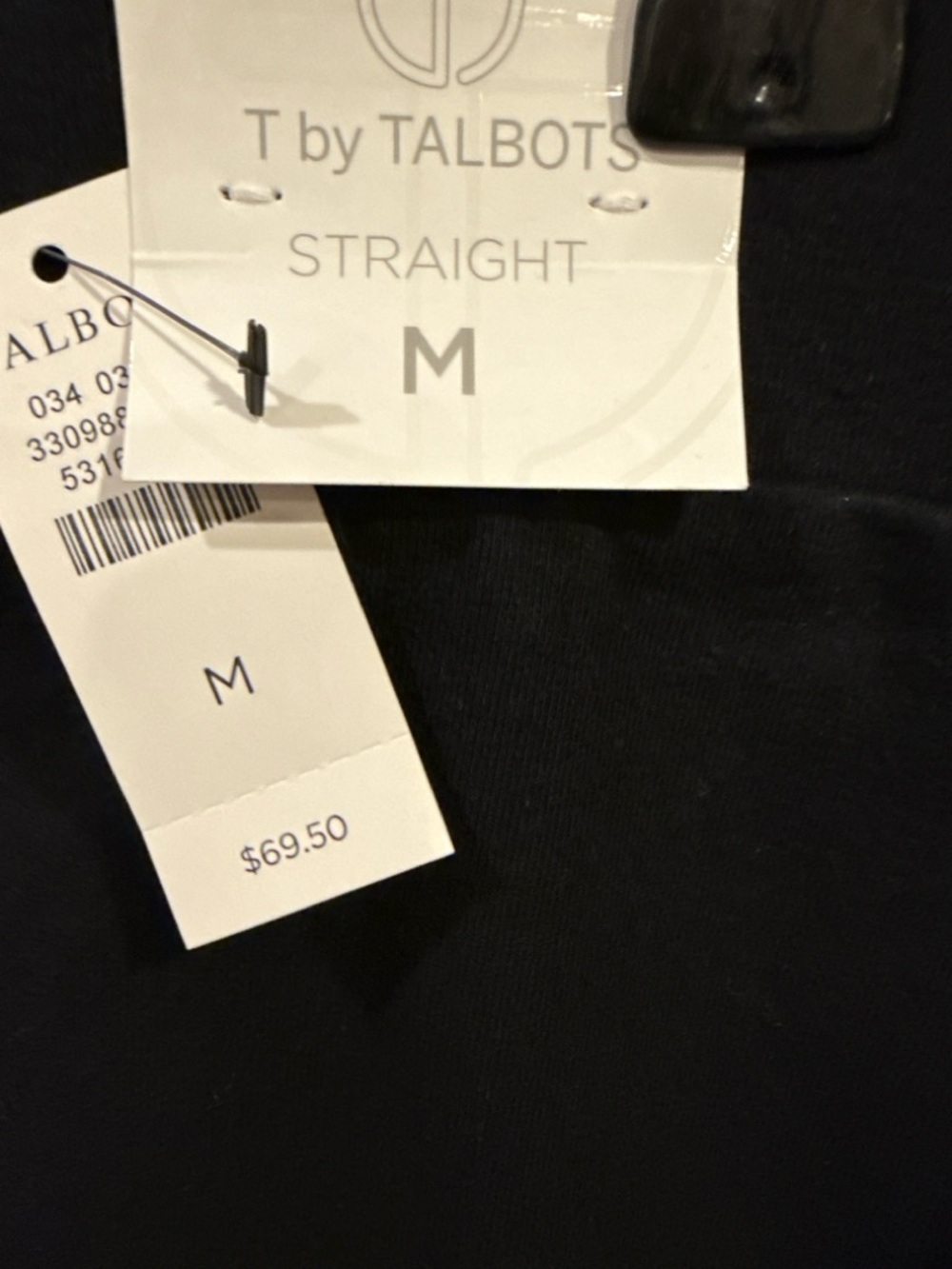 Talbots T Pull On Straight Leg Pants Medium Black Zip Pocket NWT - Picture 3 of 3